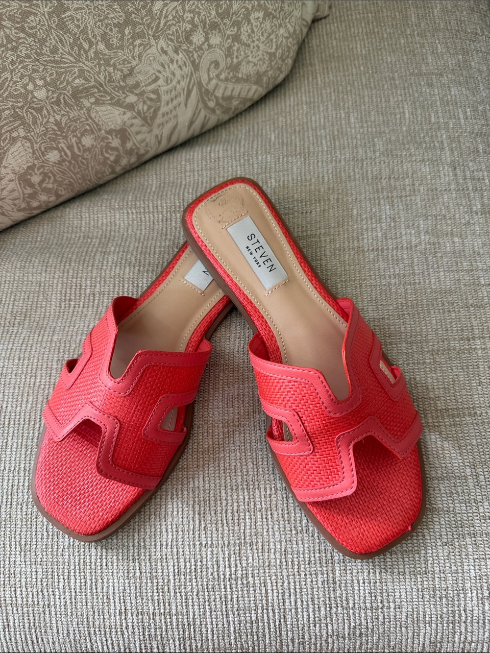 STEVEN by Steve Madden Coral-Red Slide Mules